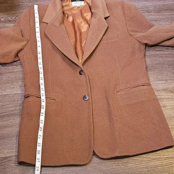 VTG Philippe Adec Lamb Wool Blend Blazer Caramel Brown SZ M USA - Picture 9 of 11